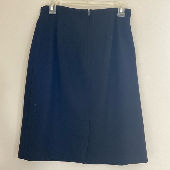 ILyse Hart LTD VNTG Black pleaded Lined 100% Wool Zipper Skirt Women Size 12 - Picture 3 of 8